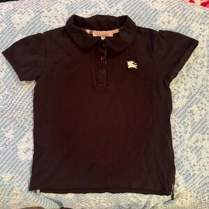 Burberry Girls Black Polo with White Equestrian Logo